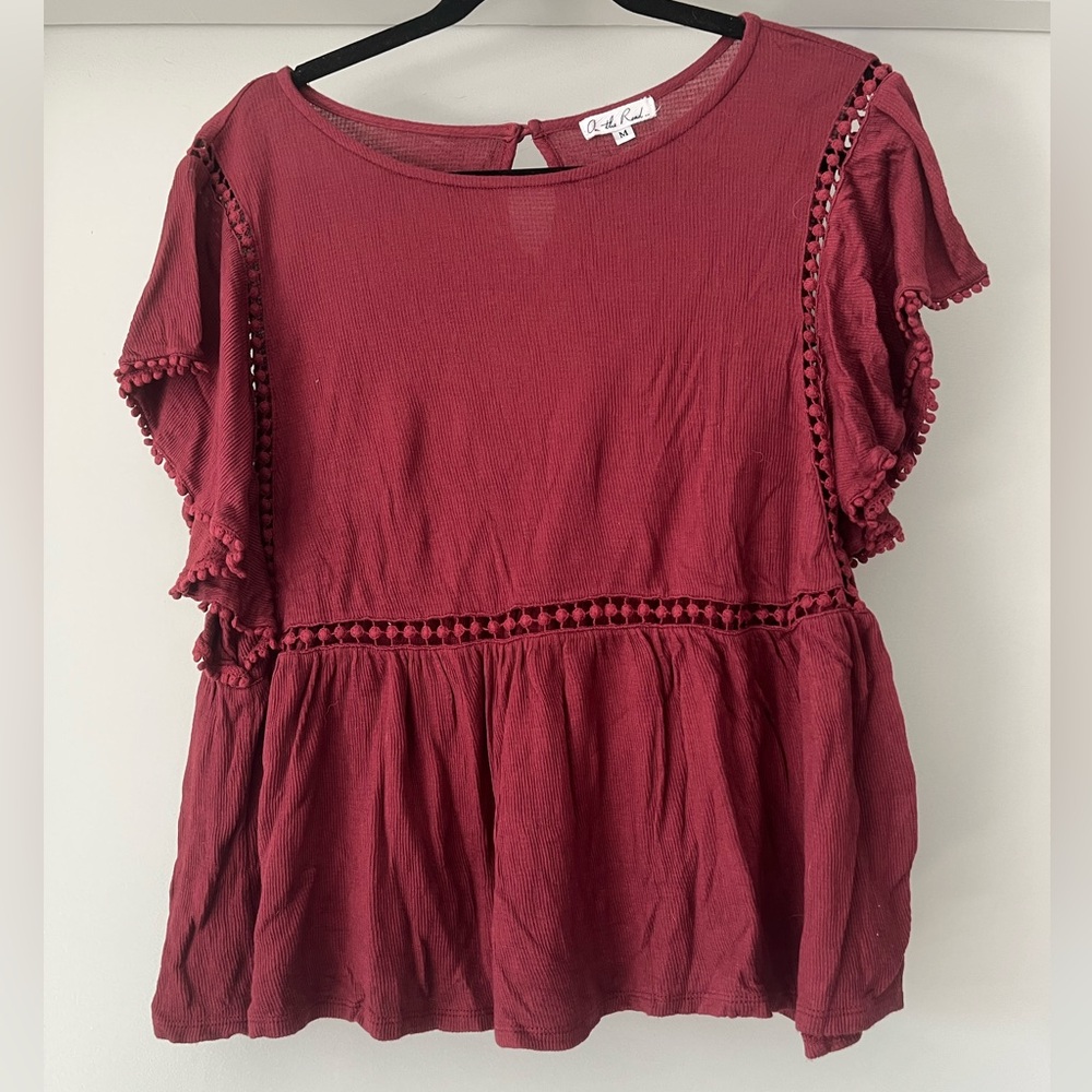 On the Road | Ribbed Peplum Top | Red | M
